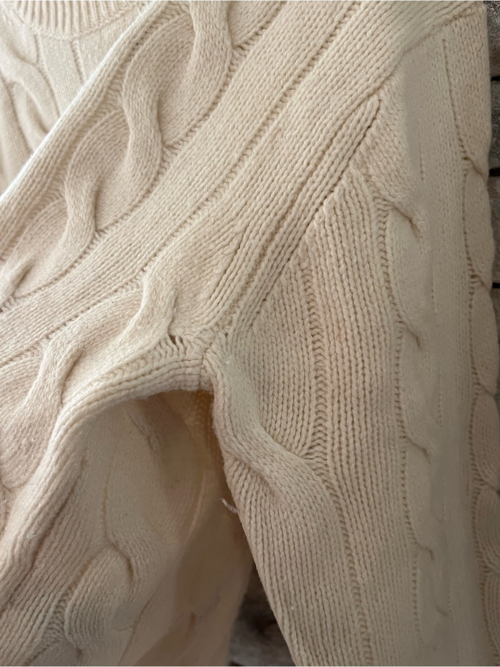 Polo Ralph Lauren Wool Cashmere Ivory Cable Knit Crewneck Sweater - Picture 6 of 10
